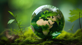 A Green World: The Significance of a Green Globe with Continents on blurred Natural Background.